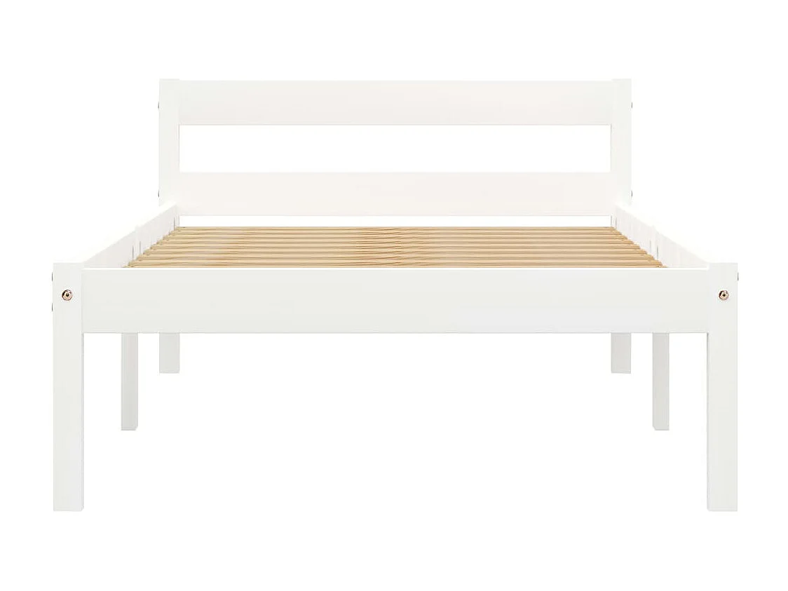 Lit simple | Lit adulte, enfant | Cadre de lit blanc bois de pin massif 90x200 cm