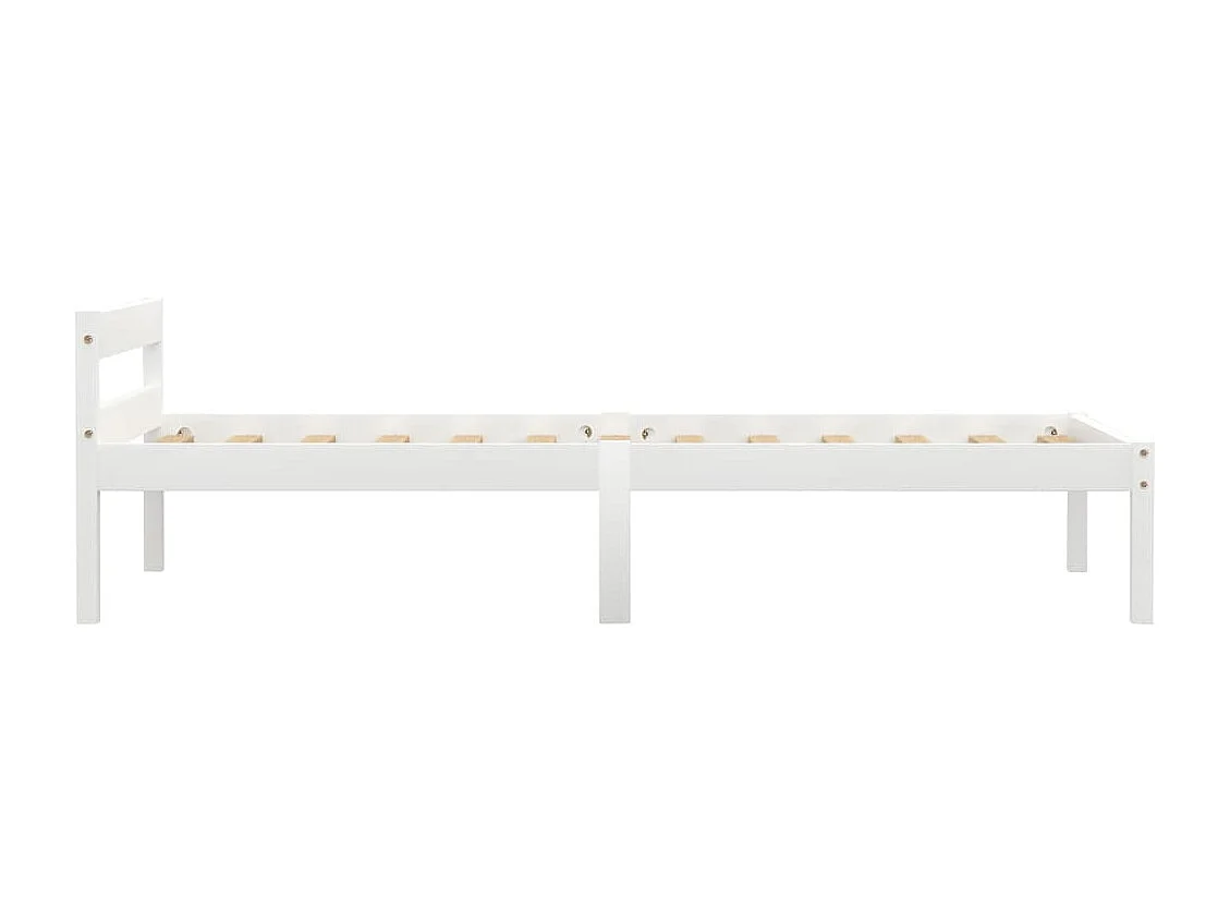 Lit simple | Lit adulte, enfant | Cadre de lit blanc bois de pin massif 90x200 cm