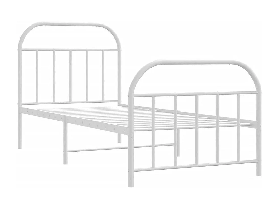 Lit simple | Lit adulte, enfant | Cadre de lit métal avec pied de lit blanc 90x190cm