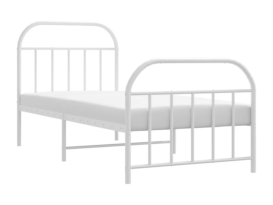 Lit simple | Lit adulte, enfant | Cadre de lit métal avec pied de lit blanc 90x190cm
