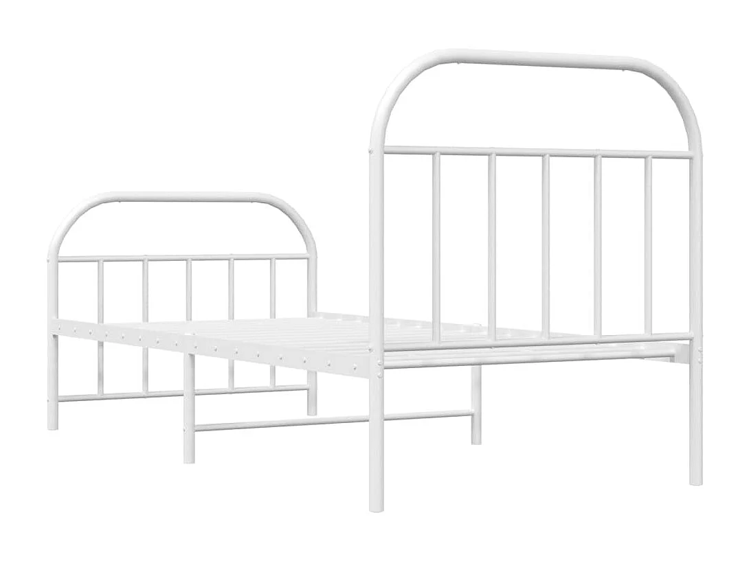 Lit simple | Lit adulte, enfant | Cadre de lit métal avec pied de lit blanc 90x190cm