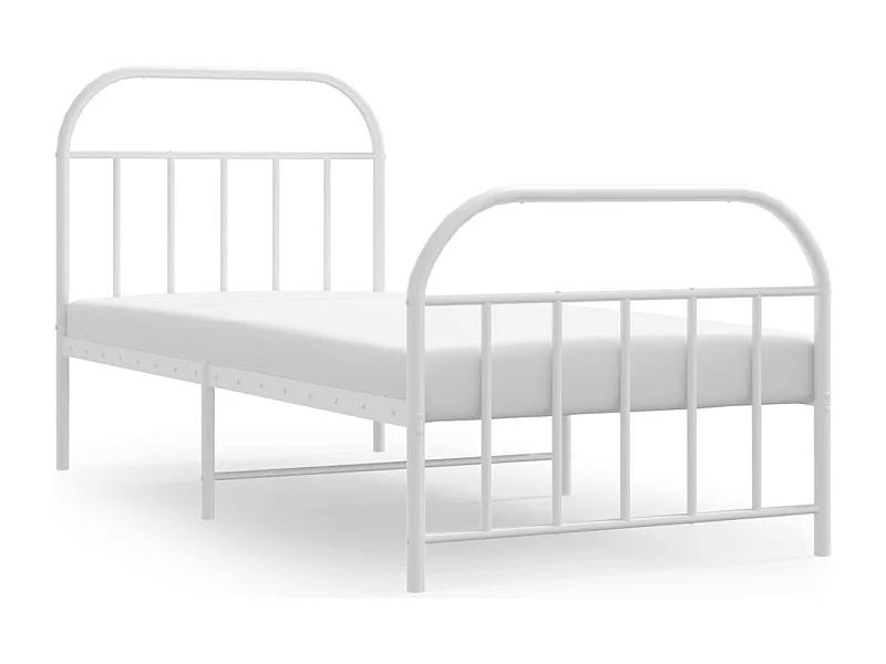 Lit simple | Lit adulte, enfant | Cadre de lit métal avec pied de lit blanc 90x190cm