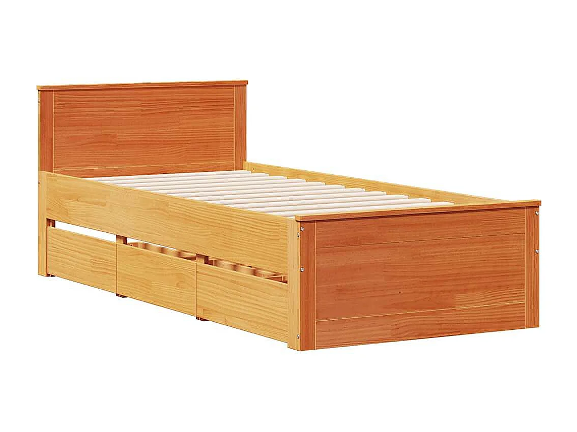 Lit simple | Lit adulte, enfant | Cadre de lit avec tête de lit 90x190cm bois de pin