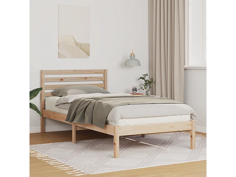 Lit simple | Lit adulte, enfant | Cadre de lit Marron 80x200 cm Bois massif en pin