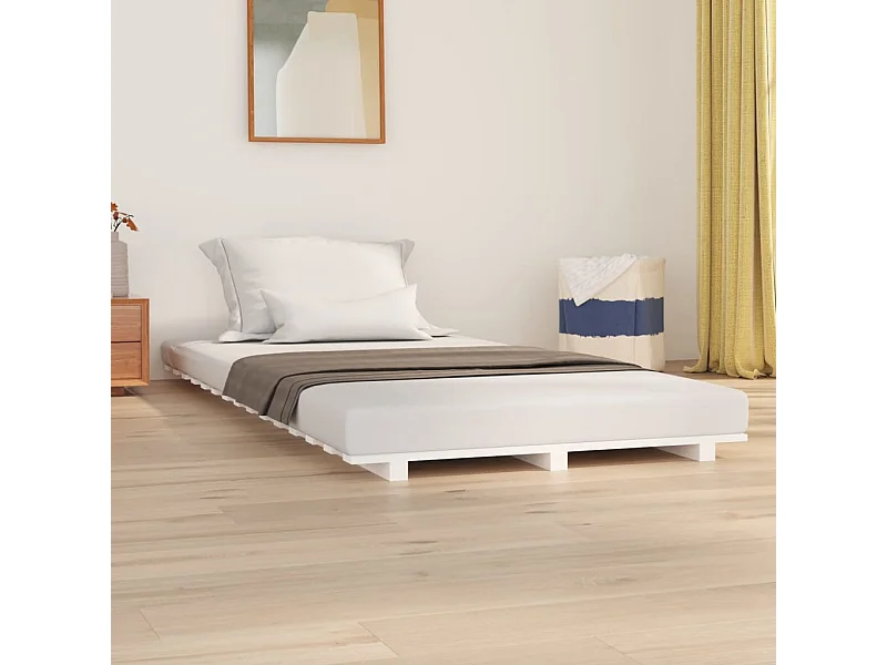 Lit simple | Lit adulte, enfant | Cadre de lit blanc 100x200 cm bois de pin massif