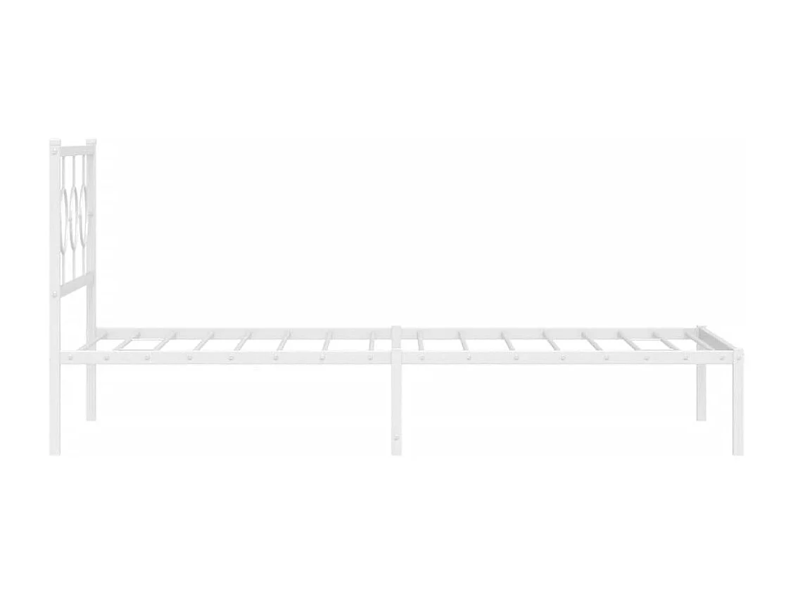 Lit simple | Lit adulte, enfant | Cadre de lit métal et pied de lit blanc 107x203 cm