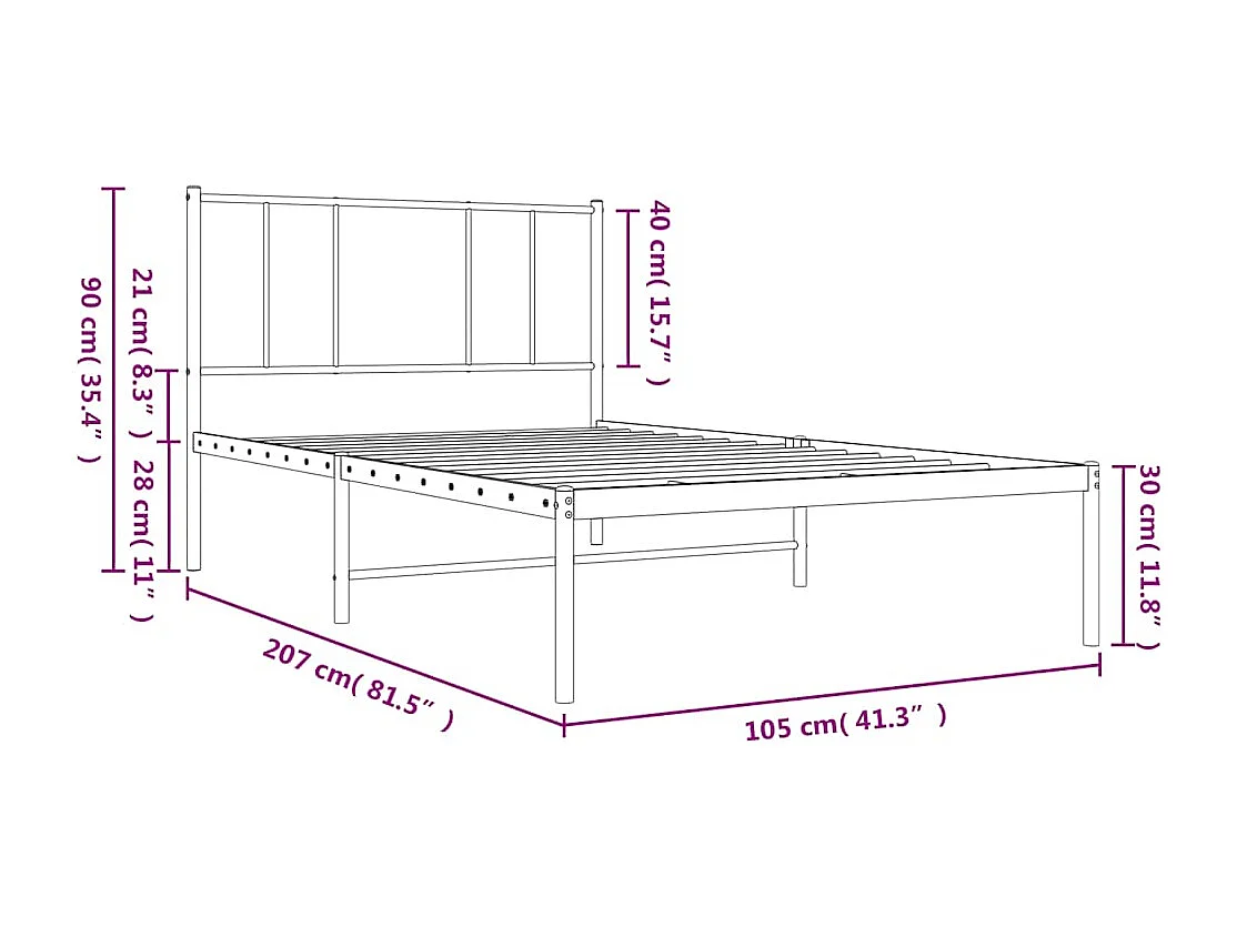 Lit simple | Lit adulte, enfant | Cadre de lit métal et tête de lit blanc 100x200 cm