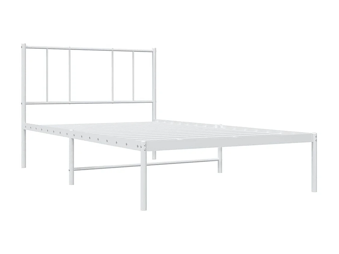 Lit simple | Lit adulte, enfant | Cadre de lit métal et tête de lit blanc 100x200 cm