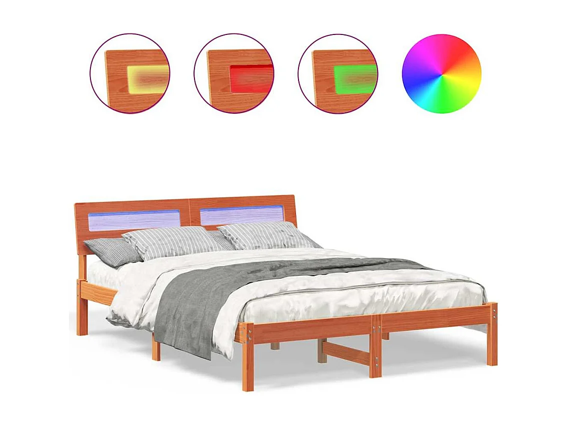 Lit double | Lit adulte | Cadre de lit Marron cire 135x190 cm Bois massif en pin