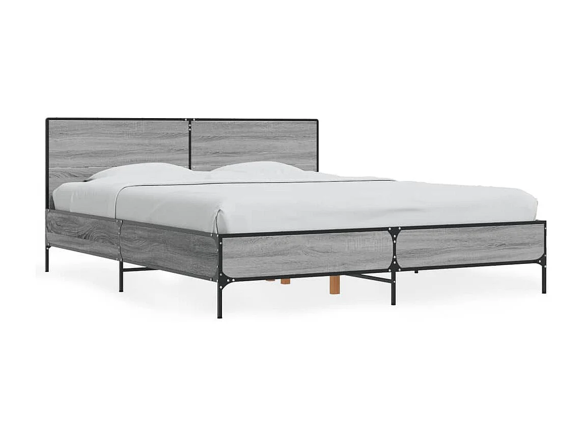 Lit double | Lit adulte | Cadre de lit sonoma gris 160x200 cm