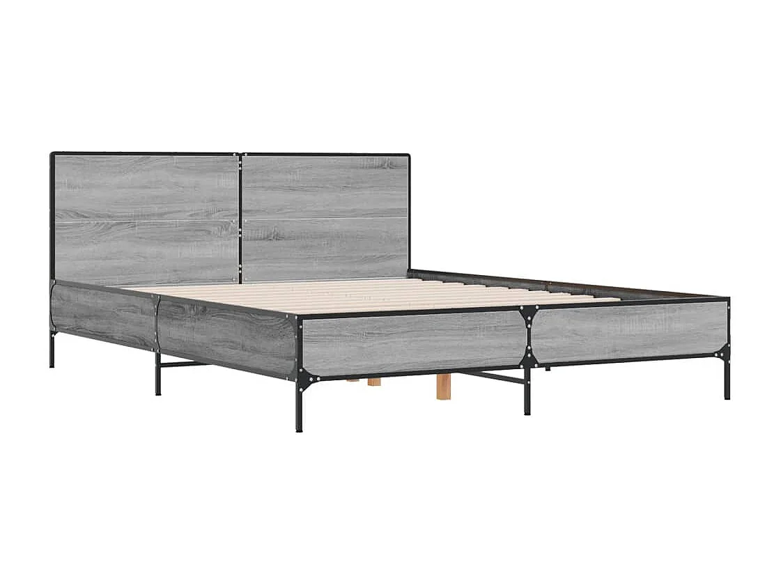 Lit double | Lit adulte | Cadre de lit sonoma gris 160x200 cm