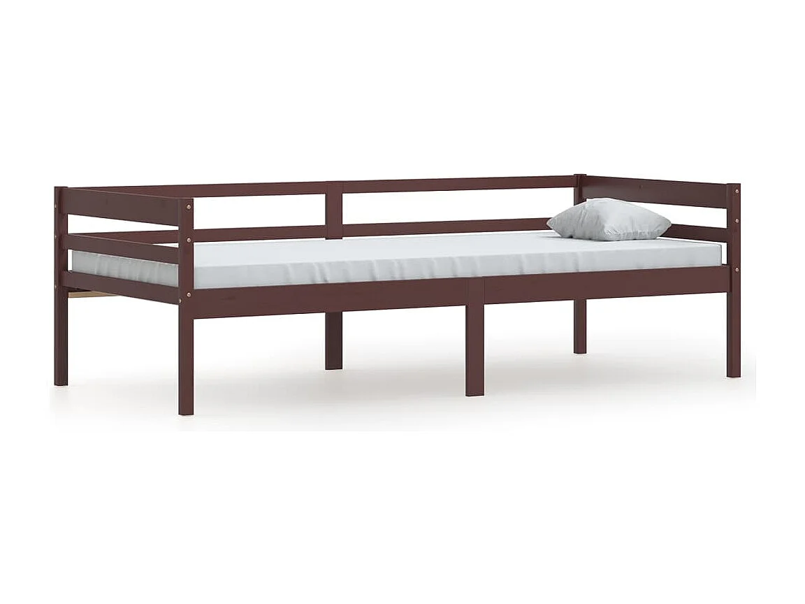 Lit simple | Lit adulte, enfant | Cadre de lit marron foncé bois pin massif 90x200cm