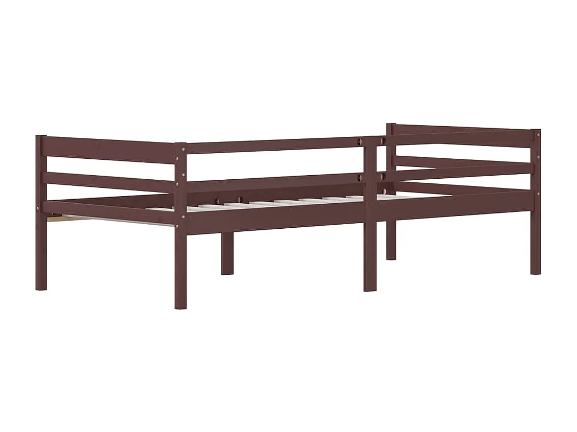 Lit simple | Lit adulte, enfant | Cadre de lit marron foncé bois pin massif 90x200cm