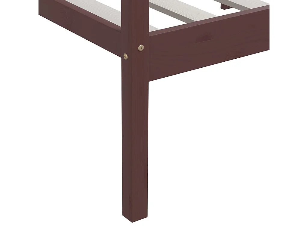 Lit simple | Lit adulte, enfant | Cadre de lit marron foncé bois pin massif 90x200cm