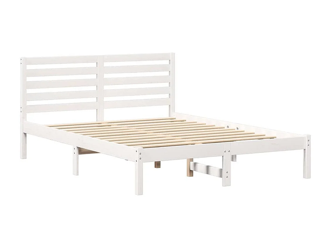 Lit double | Lit adulte | Cadre de lit Blanc 135x190 cm Bois massif en pin