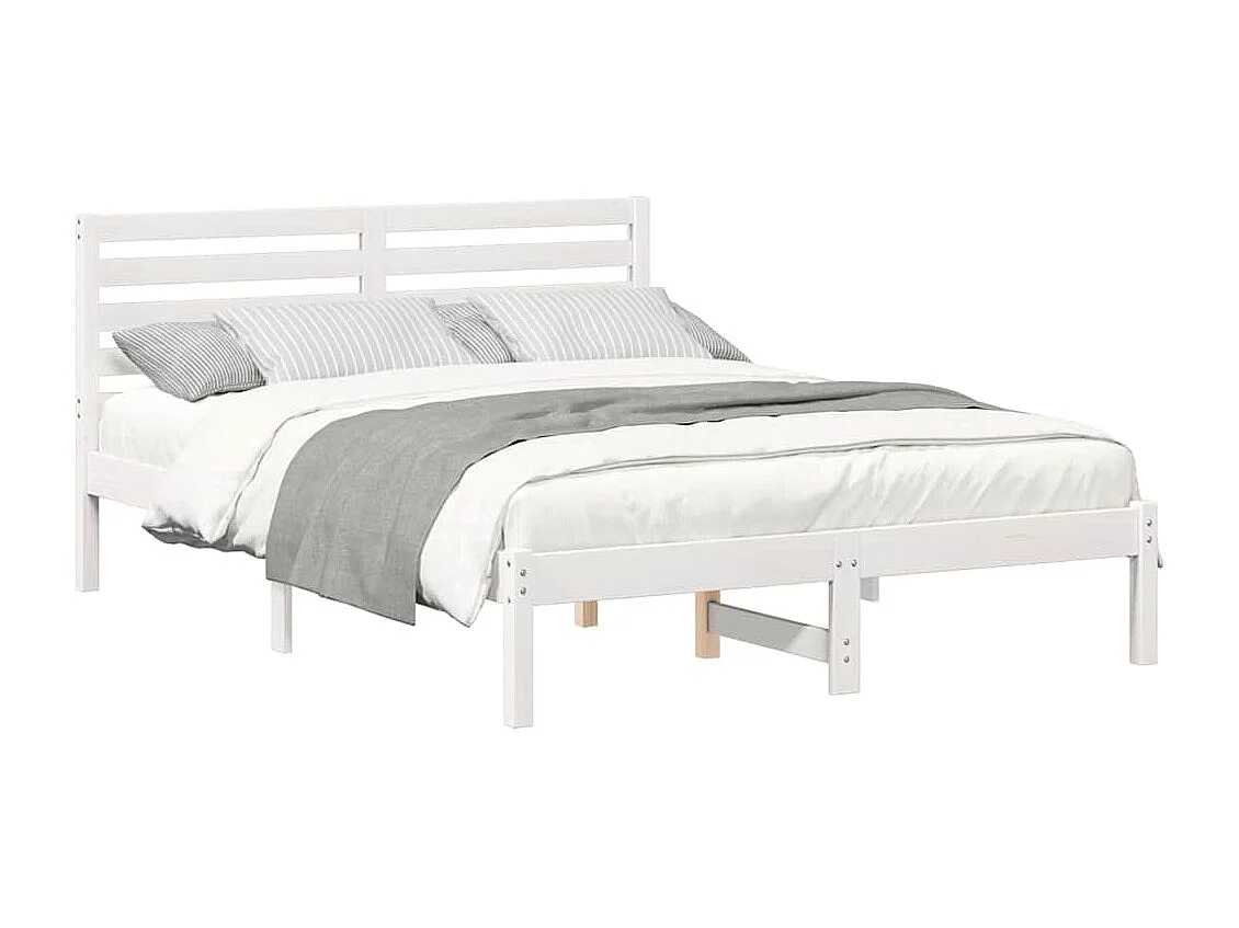 Lit double | Lit adulte | Cadre de lit Blanc 135x190 cm Bois massif en pin