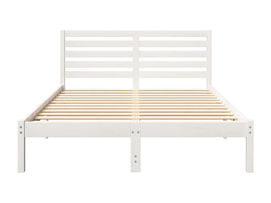 Lit double | Lit adulte | Cadre de lit Blanc 135x190 cm Bois massif en pin