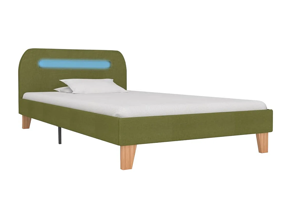 Lit simple | Lit adulte, enfant | Cadre de lit avec LED vert tissu 90x200 cm