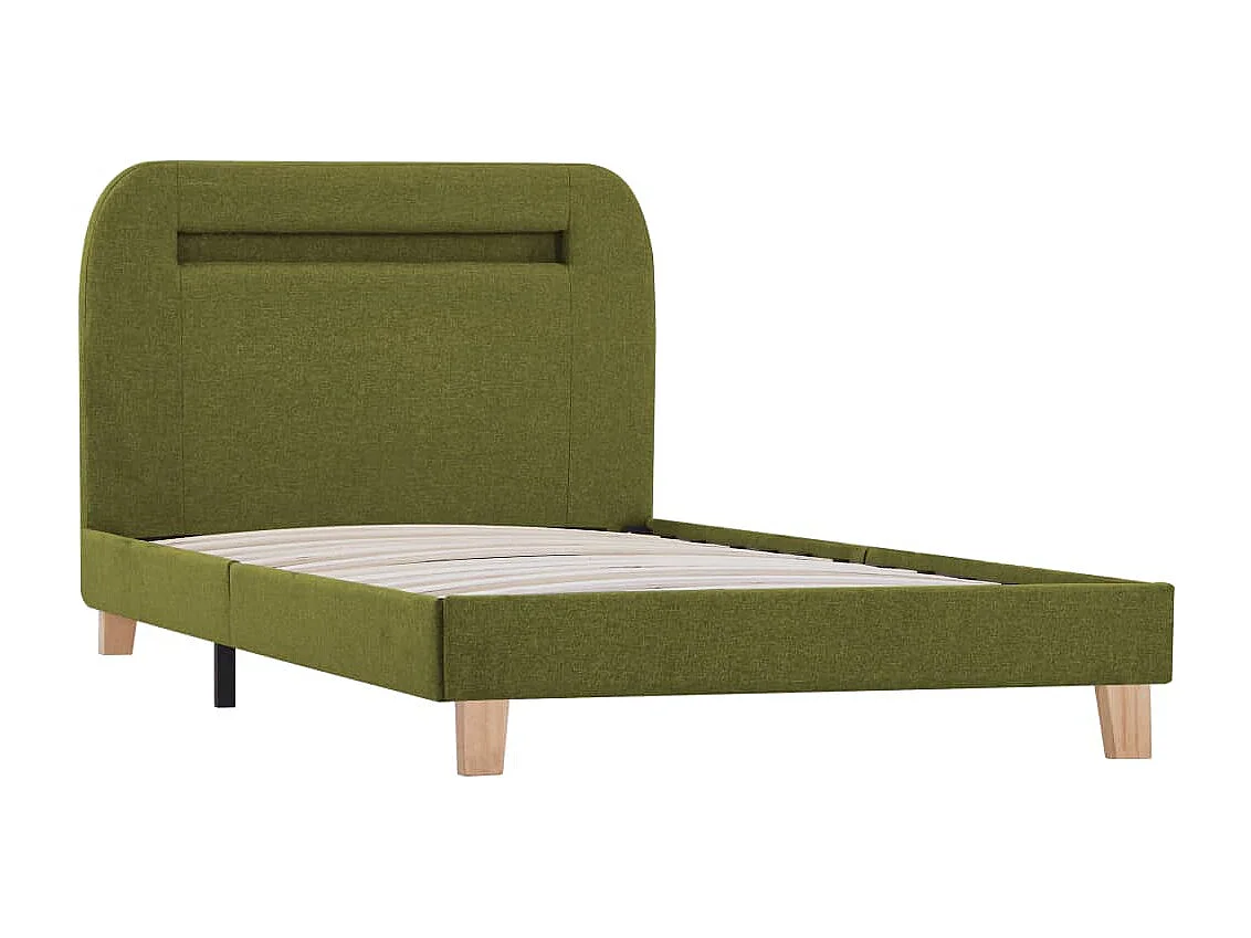 Lit simple | Lit adulte, enfant | Cadre de lit avec LED vert tissu 90x200 cm