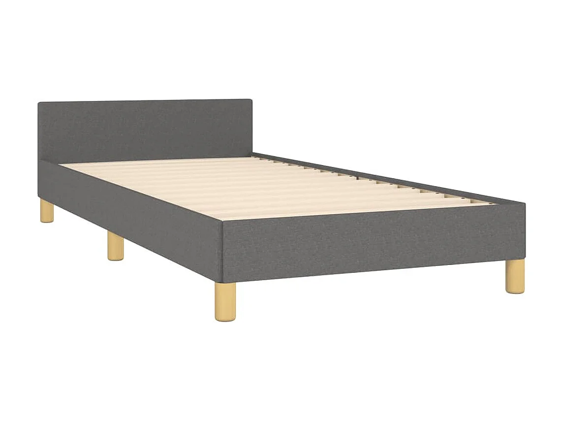 Lit simple | Lit adulte, enfant | Cadre de lit gris foncé 90x190 cm tissu