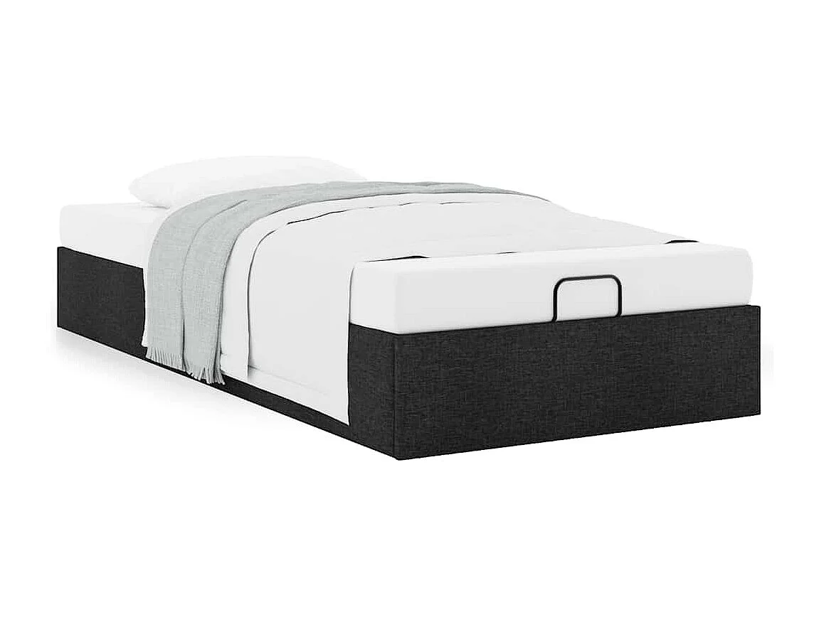 Lit simple | Lit adulte, enfant | Cadre de lit ottoman noir 100x200 cm tissu