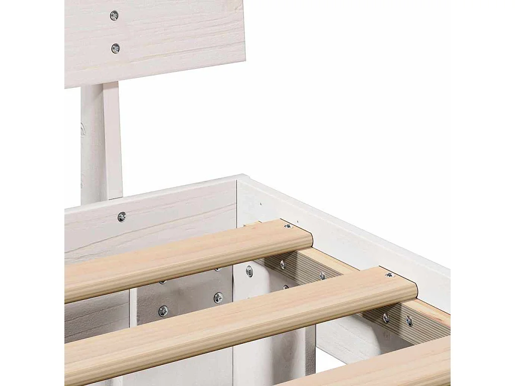 Lit simple | Lit adulte, enfant | Cadre de lit avec tiroir Blanc 90x190 cm Bois massif en pin