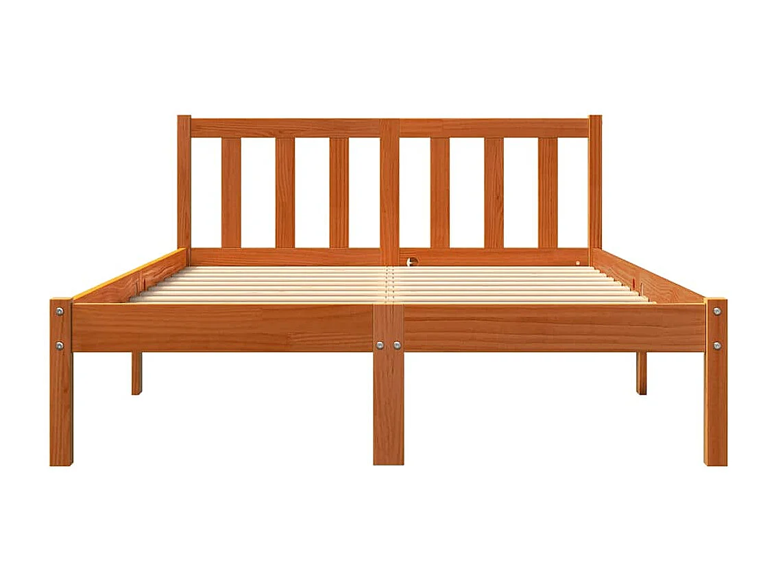 Lit double | Lit adulte | Cadre de lit cire marron 140x200cm bois pin massif
