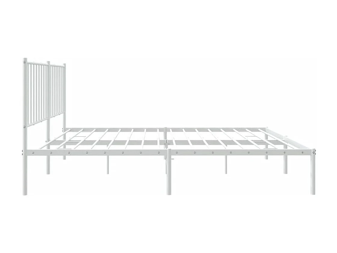 Lit double | Lit adulte | Cadre de lit métal et tête de lit blanc 140x190 cm