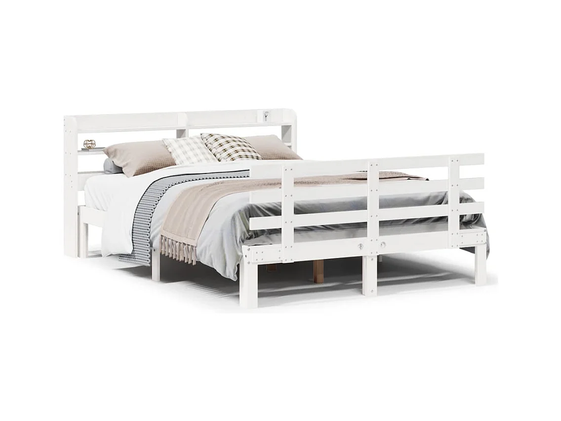 Letto per adulti | Letto matrimoniale | Giroletto con Testiera senza Materasso Bianco 140x190 cm