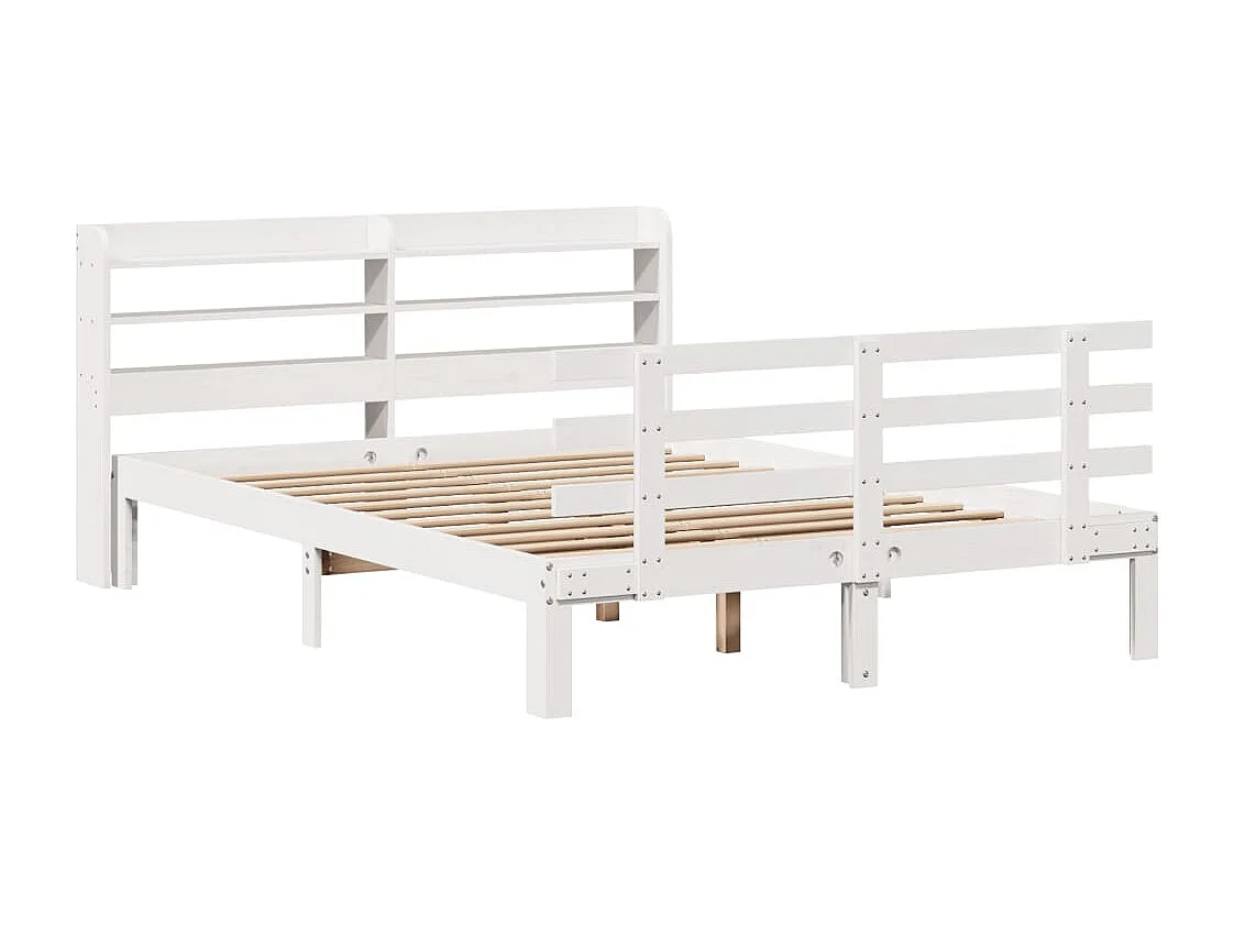 Lit double | Lit adulte | Cadre de lit avec tête de lit blanc 140x190 cm