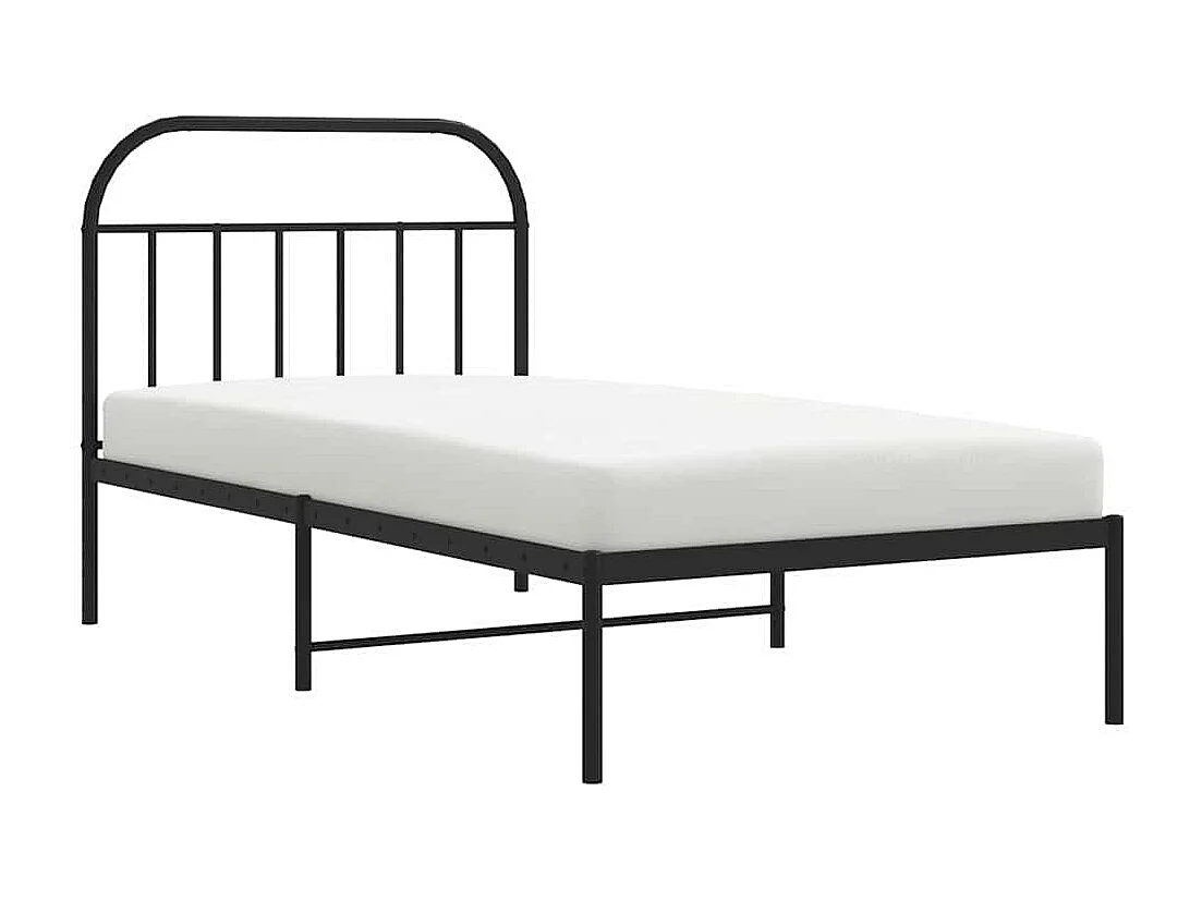Lit simple | Lit adulte, enfant | Cadre de lit métal avec tête de lit noir 100x200cm