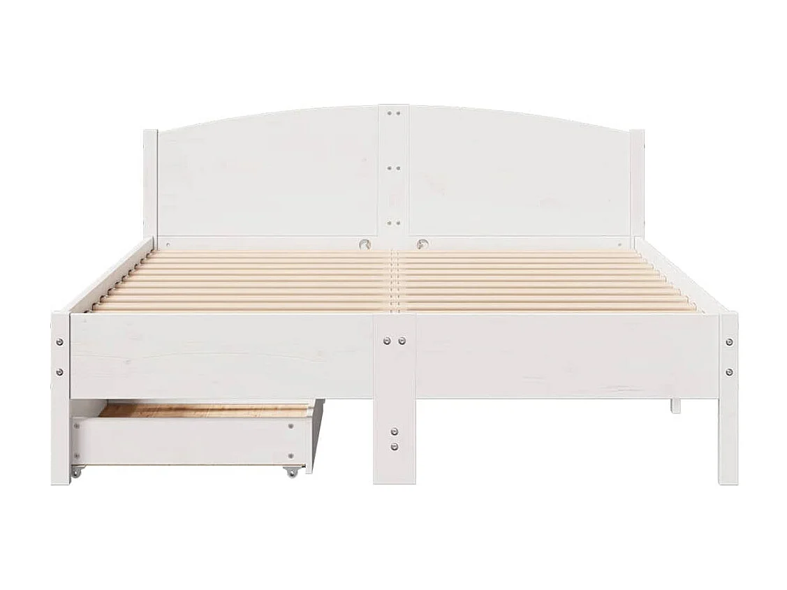 Lit double | Lit adulte | Cadre de lit blanc 135x190 cm bois de pin massif