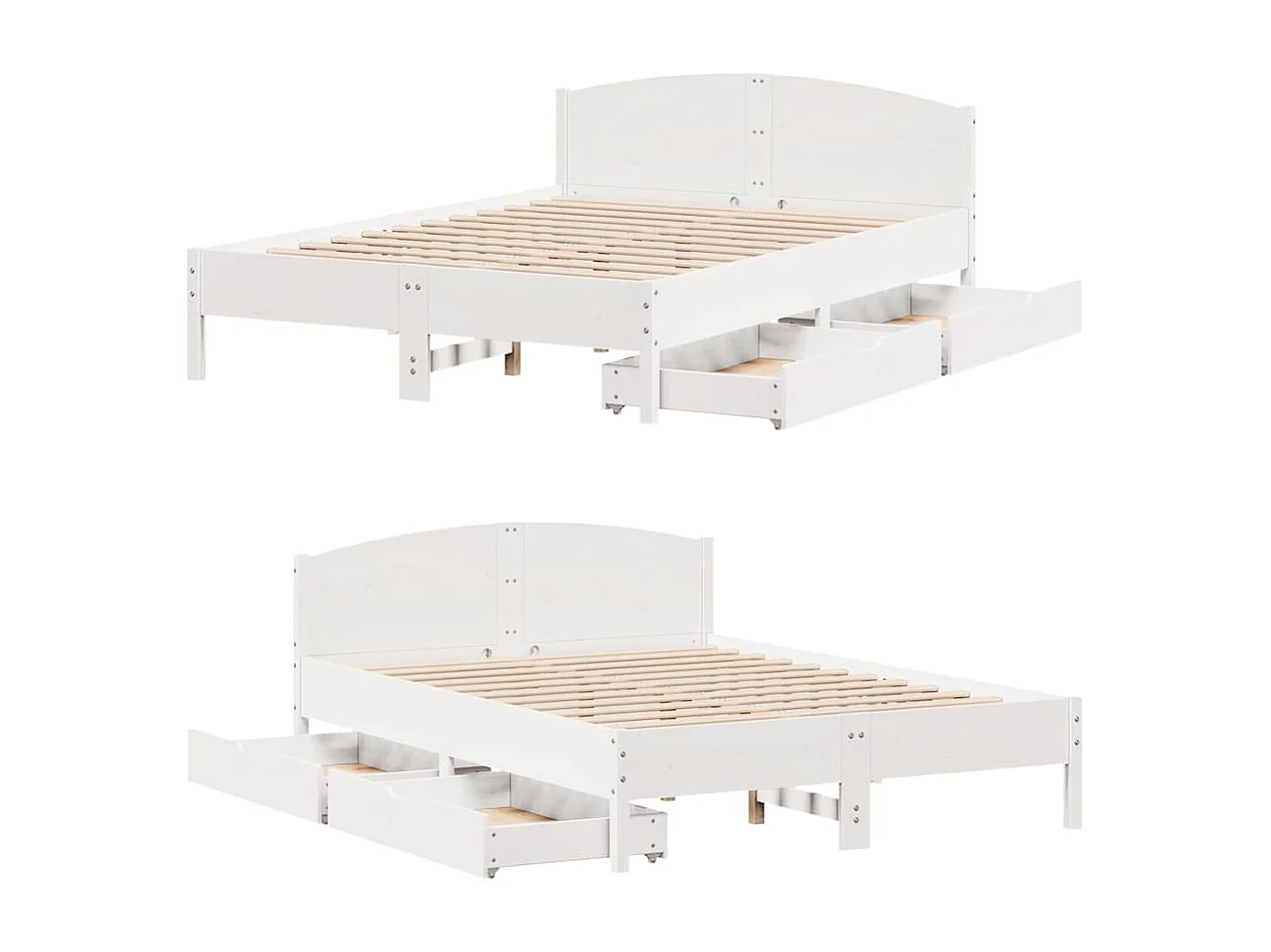 Lit double | Lit adulte | Cadre de lit blanc 135x190 cm bois de pin massif