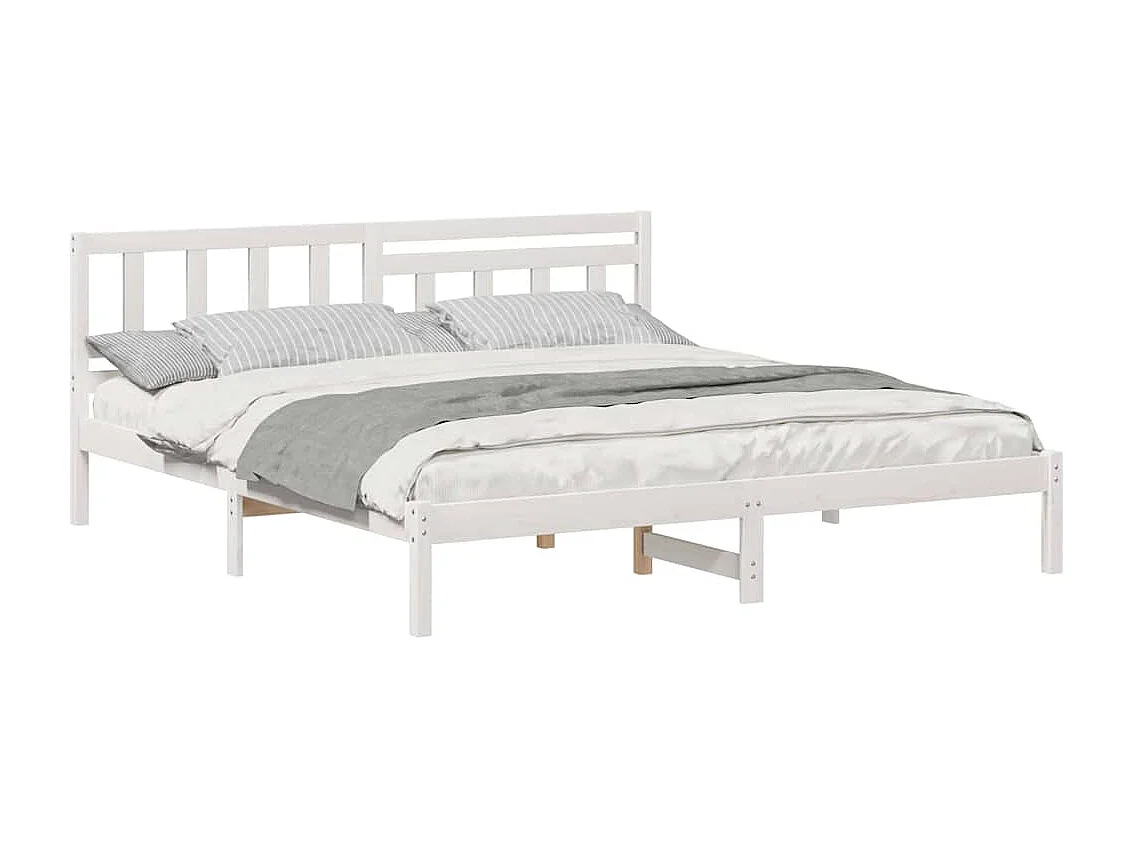 Lit double | Lit adulte | Cadre de lit Blanc 180x200 cm Bois massif en pin