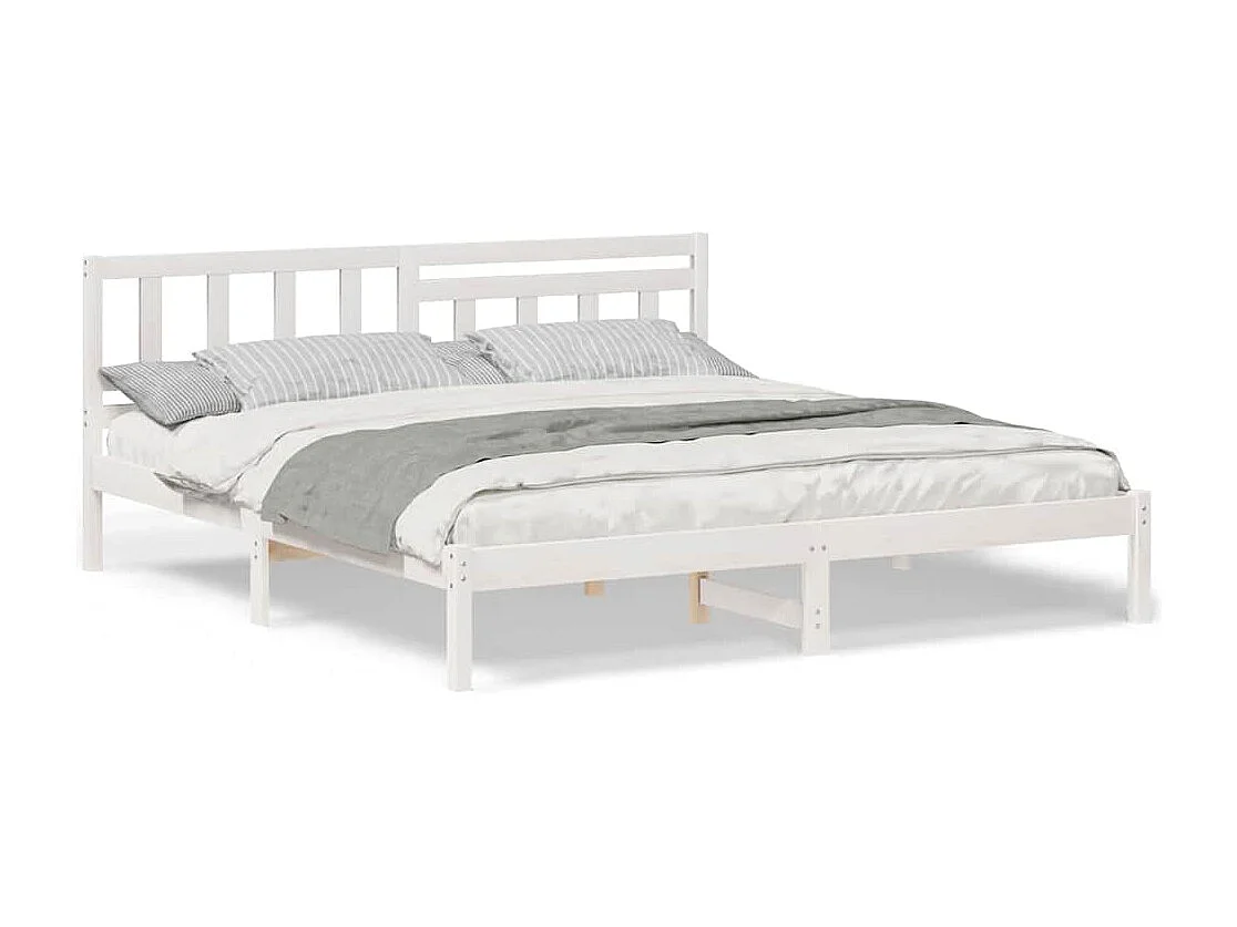 Lit double | Lit adulte | Cadre de lit Blanc 180x200 cm Bois massif en pin