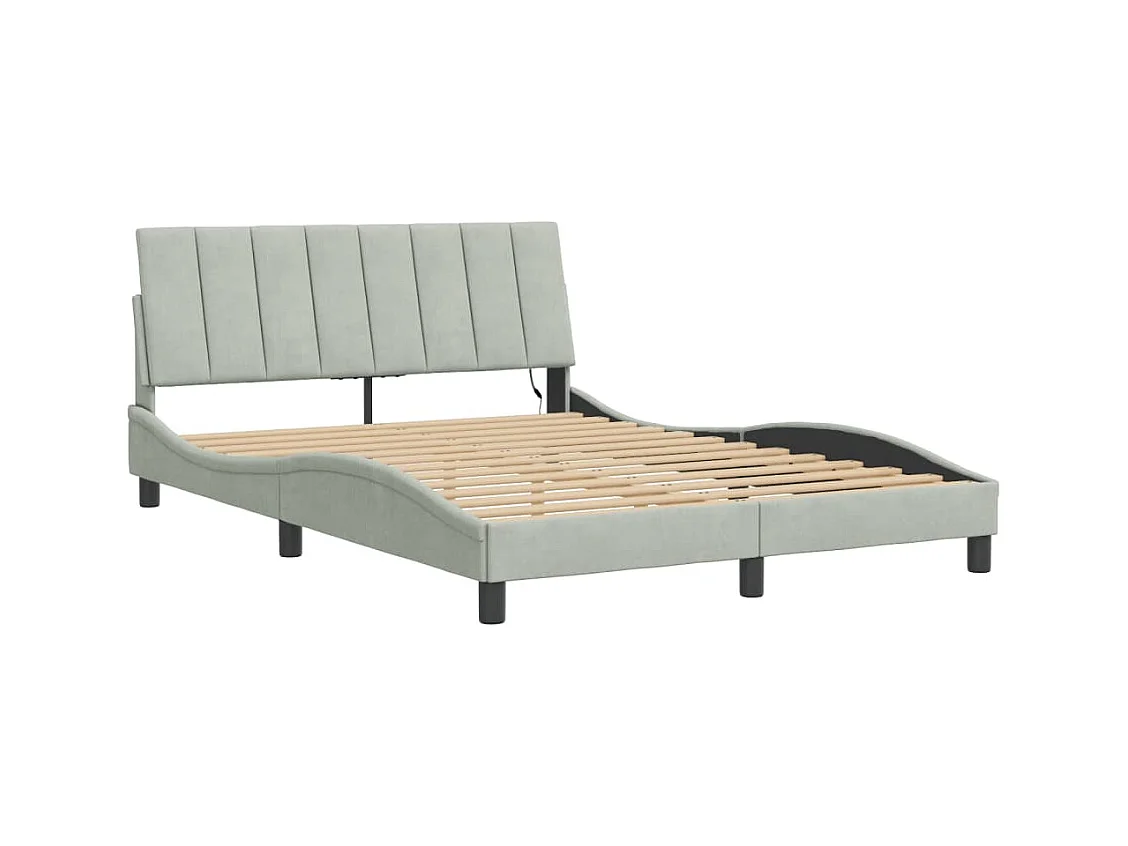 Lit double | Lit adulte | Cadre de lit avec LED gris clair 140x190cm velours