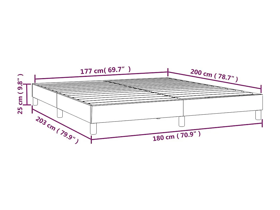 Lit double | Lit adulte | Cadre de lit gris 180x200 cm similicuir