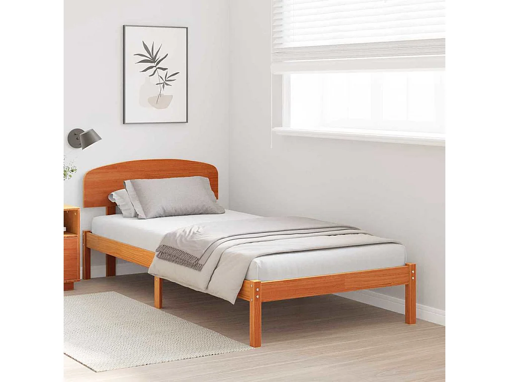 Lit simple | Lit adulte, enfant | Cadre de lit Marron 90x200 cm Bois de pin massif