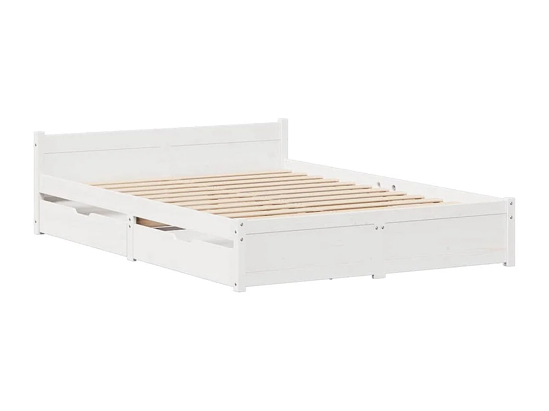Lit double | Lit adulte | Cadre de lit blanc 140x200 cm bois de pin massif