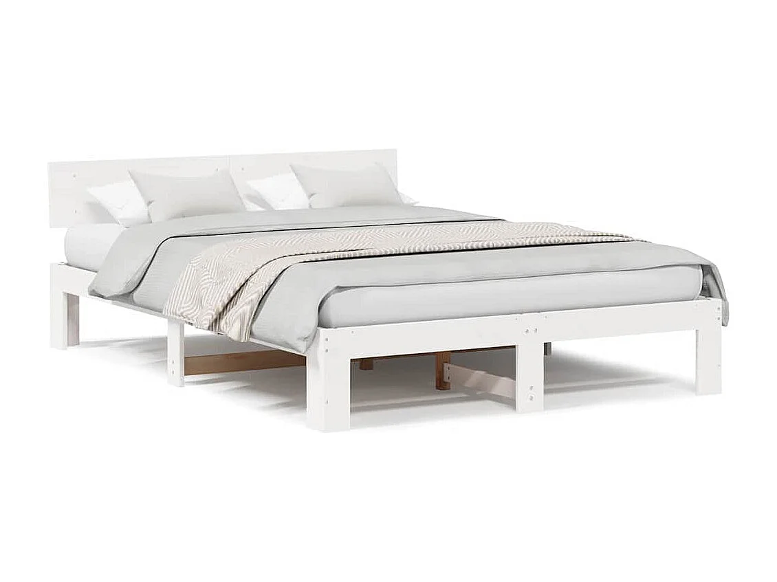 Letto matrimoniale | Giroletto | Struttura del letto Bianco 160x200 cm Pino massello