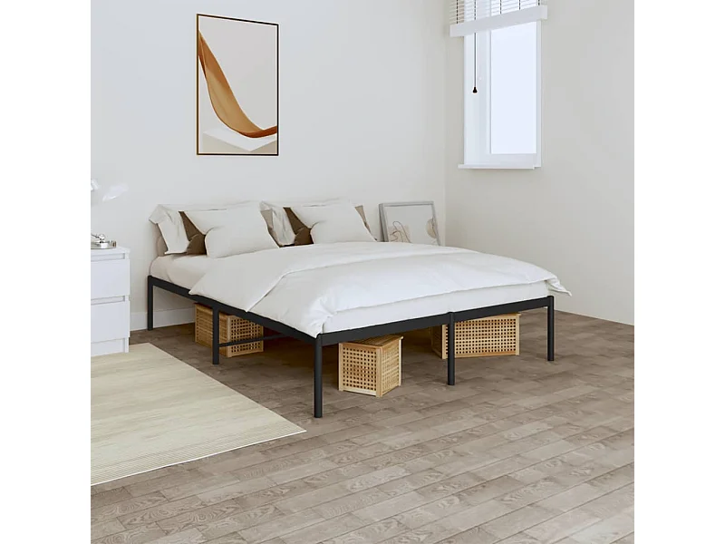 Lit double | Lit adulte | Cadre de lit métal noir 140x200 cm