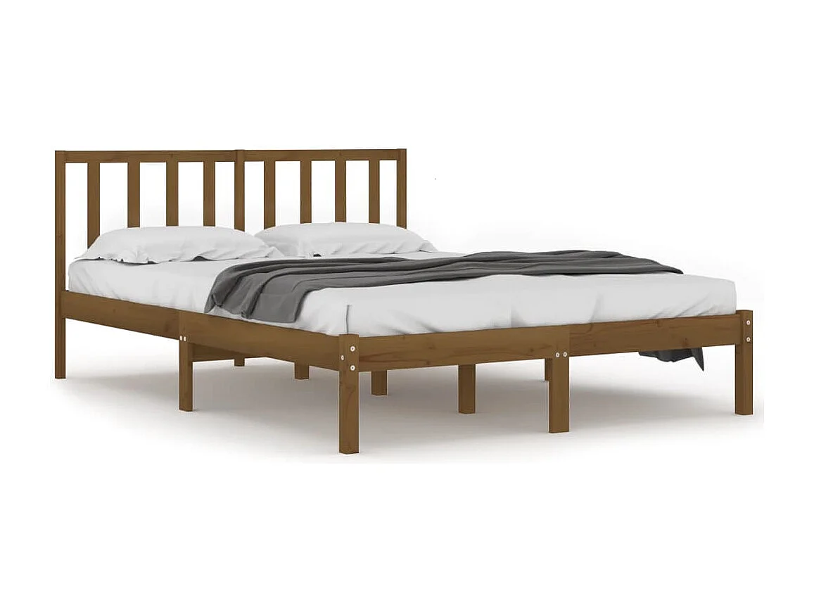 Lit double | Lit adulte | Cadre de lit marron miel bois pin massif 200x200cm