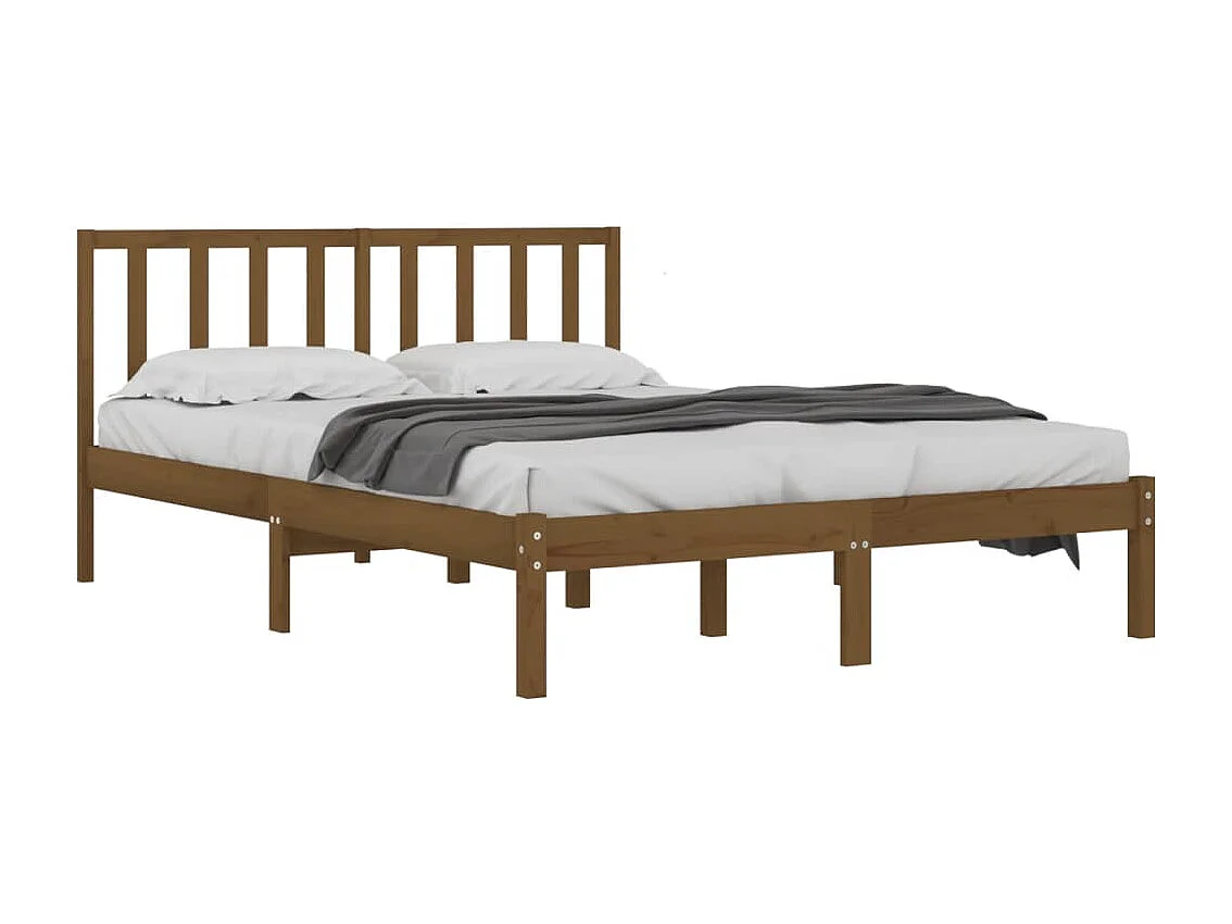 Lit double | Lit adulte | Cadre de lit marron miel bois pin massif 200x200cm