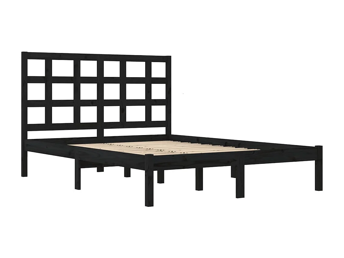 Lit double | Lit adulte | Cadre de lit noir 200x200 cm bois massif
