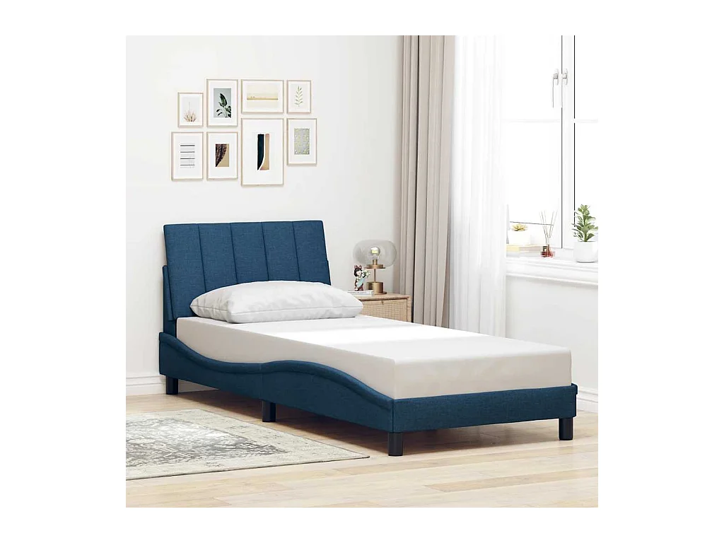 Letto per adulti | Letto singolo | Giroletto senza Materasso Hanko Blu 80x200 cm in Tessuto