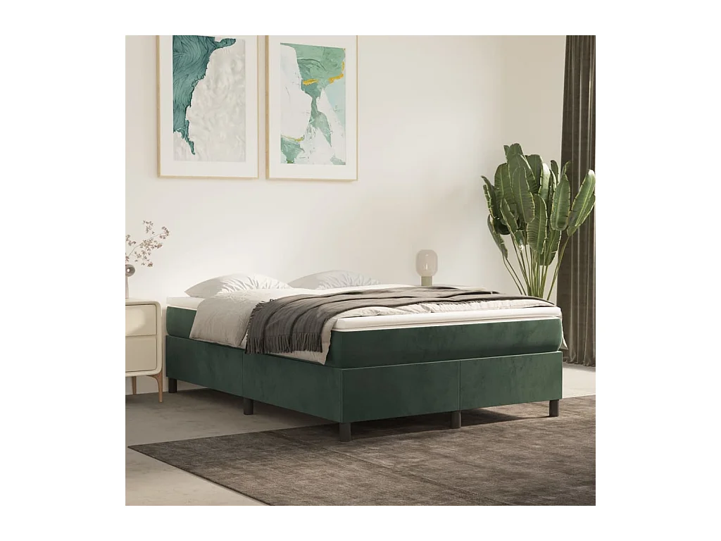 Lit double | Lit adulte | Cadre de lit vert foncé 140x190 cm velours