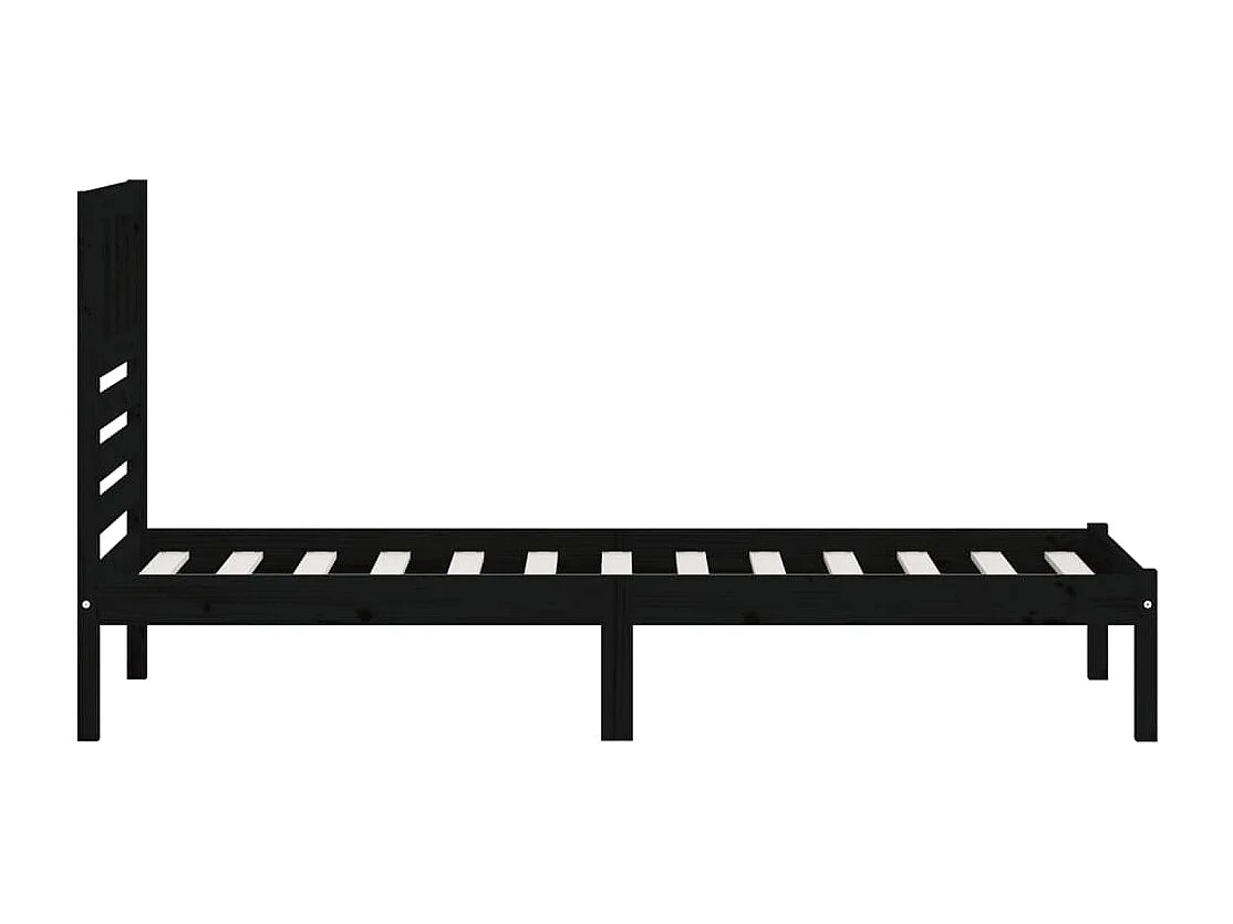 Lit simple | Lit adulte, enfant | Cadre de lit noir 75x190 cm bois de pin massif