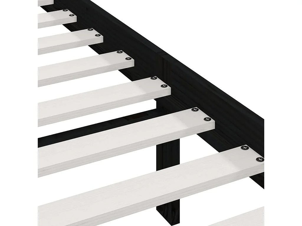 Lit simple | Lit adulte, enfant | Cadre de lit noir 75x190 cm bois de pin massif