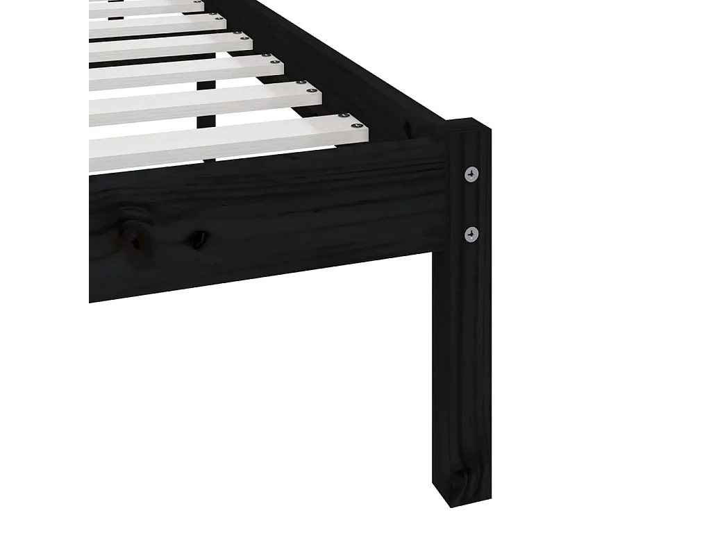 Lit simple | Lit adulte, enfant | Cadre de lit noir 75x190 cm bois de pin massif