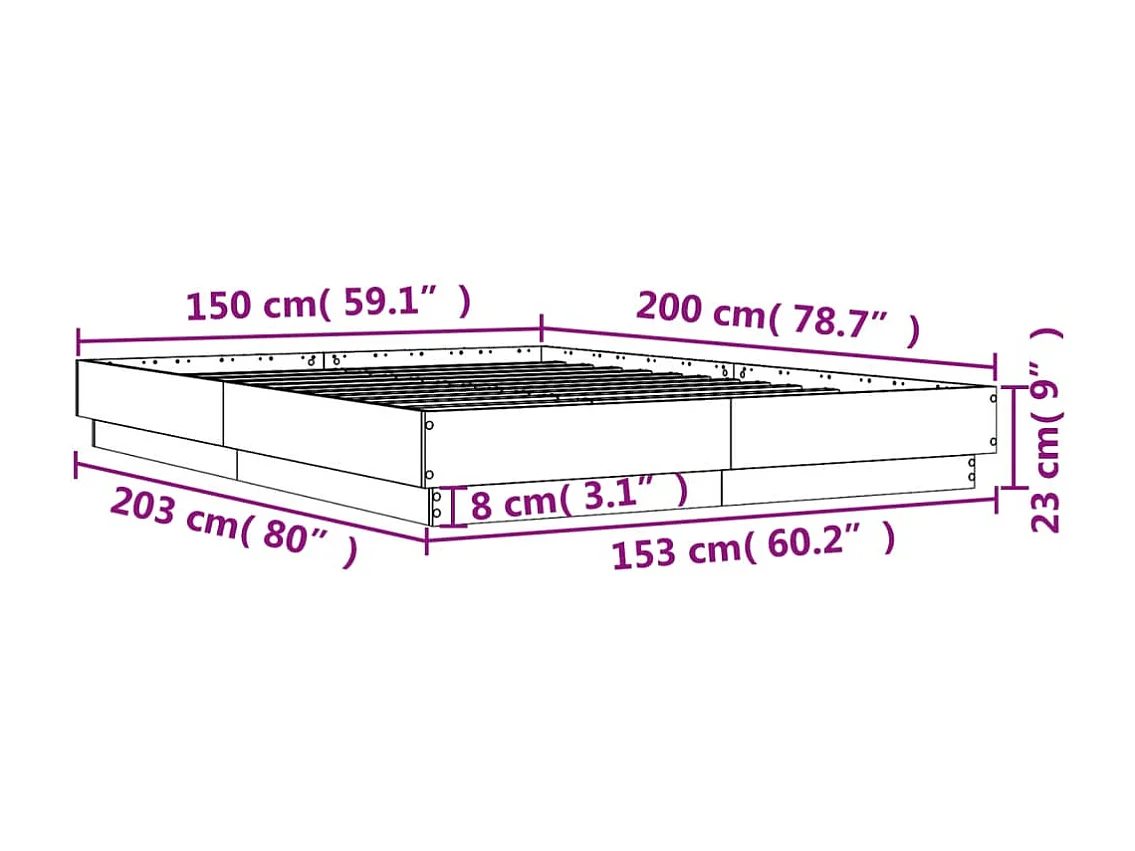 Lit double | Lit adulte | Cadre de lit chêne sonoma 150x200 cm